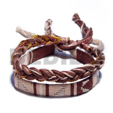 ajustable macrame pair  flat and braided  in brown tones