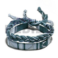 ajustable macrame pair  flat and braided  in moss green tones