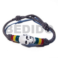 rasta skull in elastic cord