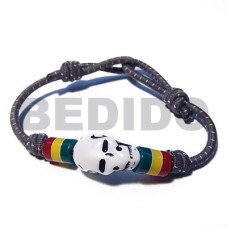 rasta skull in elastic cord