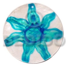 round natural 50mm capiz shell with handpainted