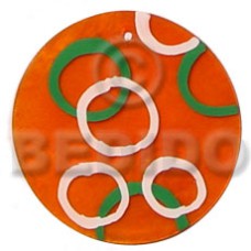 round orange 50mm capiz shell with handpainted