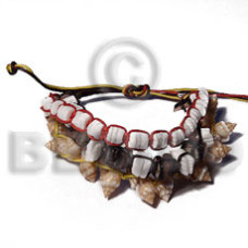 nassa shell, sq. blacktab, white rose and white clam heishe in