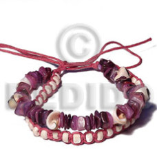 pink sq. cut hammershell luhuanus accent with wood beads accent 