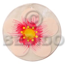 round natural 50mm capiz shell with handpainted