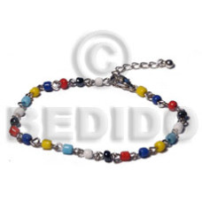 glass beads in metal looping