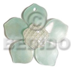 45mm turquoise hammershell flower with carved hammershell