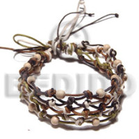 multilayered wax cod macrame  brown black olive green  white w
