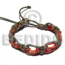 orange red olive green wax cord macrame  adjustable
