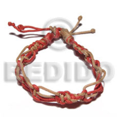 orange beige wax cord macrame  adjustable