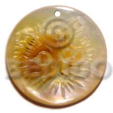 35mm mother of pearl shell (MOP) with carving