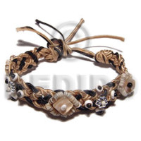 black beige sutash macrame with brownlip sq. cut and green shell a