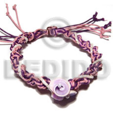 violet pink twisted wax cord macrame with glass beads and violet l