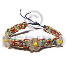 red yellowithbaby blue wax cord flat macrame with hammershell flowe