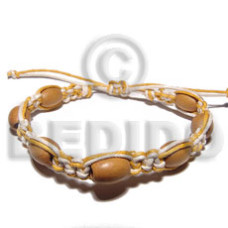oval wood tube in yellowithwhitewax cord macrame adjustable