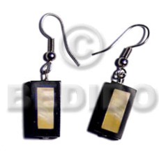 dangling 20mmx10mm inlaid mother of pearl shell (MOP) bar with black
