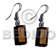 dangling 20mmx10mm inlaid brownlip bar with black