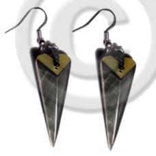dangling 38mmx15mm laminated pointed multi sided blacklip mother of pearl shell (MOP)