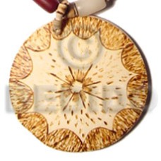 50mm round coco pendant with scallop burning