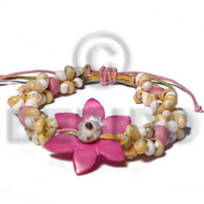 mongo shells in baby pink wax cord with pink 30mm kabibe shell flo