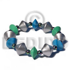 elastic double cone in silver with green blue natural wood sauce and 