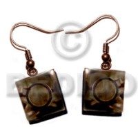 dangling 15mm laminated brownlip square with inlaid