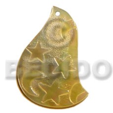 moon and stars design on mother of pearl shell (MOP) 45mm