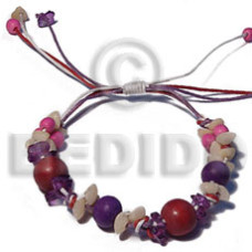 wood beads acrylic crystals buri seed nuggets combination in white red