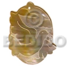dove on oval mother of pearl shell (MOP) 45mm