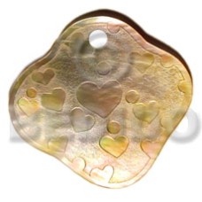 hearts on freeform mother of pearl shell (MOP) 45mm