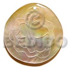 round mother of pearl shell (MOP) 40mm with design