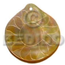 round 45 mother of pearl shell (MOP) with sun design
