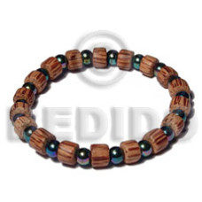 palmwood cylinder with rainbow beads combination  elastic