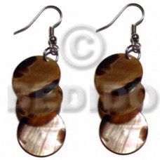 dangling 3pcs. round 15mm brownlip tiger