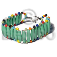 football natural wood on green with glass beads combination