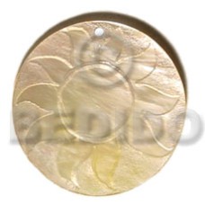 round 40mm mother of pearl shell (MOP) with sun design
