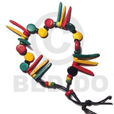 rasta wax cord macrame bracelet  8mm coco siderill and 1in coco sticks  adjustable