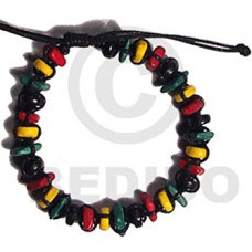 rasta wax cord macrame bracelet  7 8mm coco pokalet and 10mm coco square cut combinationnation adjustable