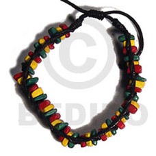 rasta wax cord macrame bracelet  10mm coco square cut  adjustable