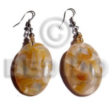 dangling 36mmx24mm oval laminated mother of pearl shell (MOP) chips in