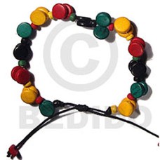 rasta wax cord macrame bracelet  8mm coco sidedrill  adjustable