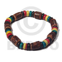 rasta elastic bracelet  4 5mm coco pokalet and sig id wood combinationnation