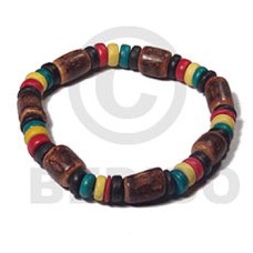 rasta elastic bracelet  4 5mm coco pokalet and sig id wood combinationnation