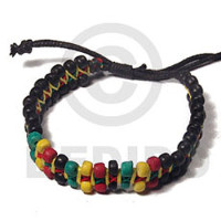 rasta .5in flat macrame bracelet  4 5mm coco pokalet  adjustable