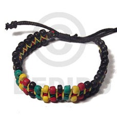 rasta .5in flat macrame bracelet  4 5mm coco pokalet  adjustable