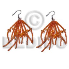 dangling orange glass beads with resin nuggets