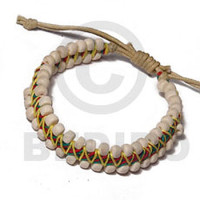 rasta .5in flat macrame bracelet  4 5mm bleach white coco pokalet  adjustable