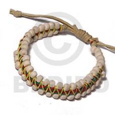 rasta .5in flat macrame bracelet  4 5mm bleach white coco pokalet  adjustable