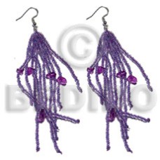 dangling lavender glass beads with resin nuggets