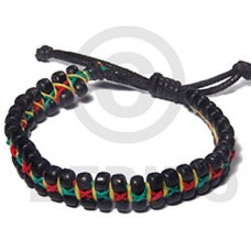 rasta .5in flat macrame bracelet  4 5mm black coco pokalet  adjustable